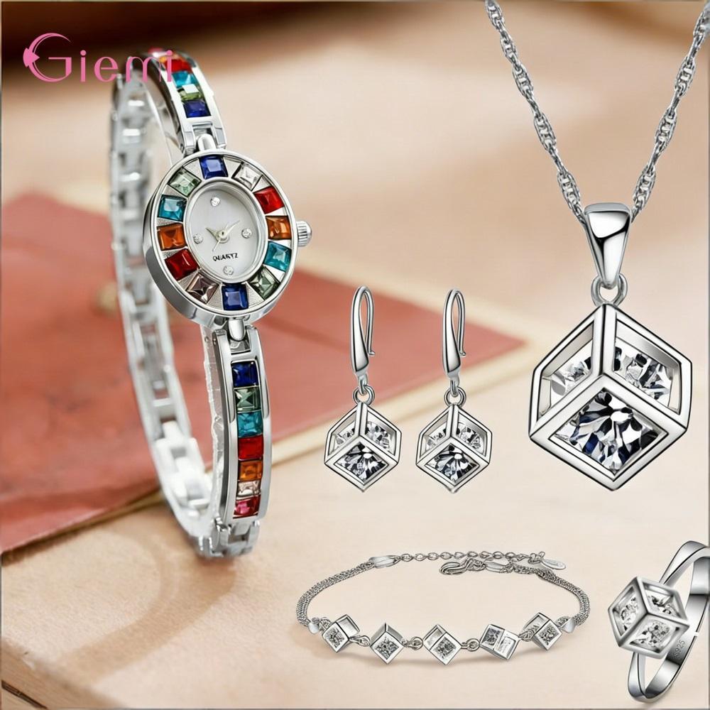 Best Jewelry Watches Women - Pretty 925 Ayar Gümüş Geometri Kristal