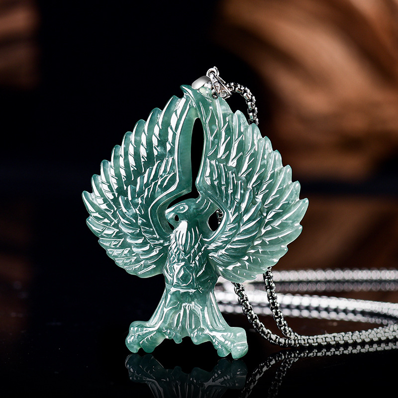 Necklace Pendant - S925 Gümüş Doğal Zümrüt Yeşim Mavi