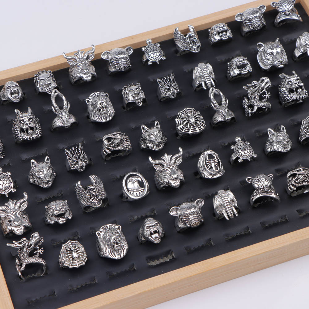 Gothic Skull Ring - 10/20/30/50 adet/grup moda Punk Rock kafatası