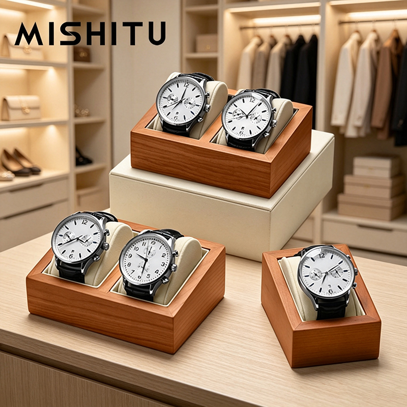 Jewelry With Watches - MISHITU Masif Ahşap Saat Saklama Kutusu