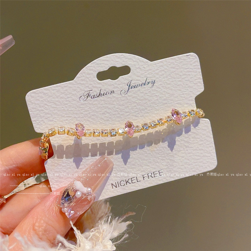 Best Jewelry Watches Women - Pembe Tam Elmas Zirkon Bilezikler Instagram