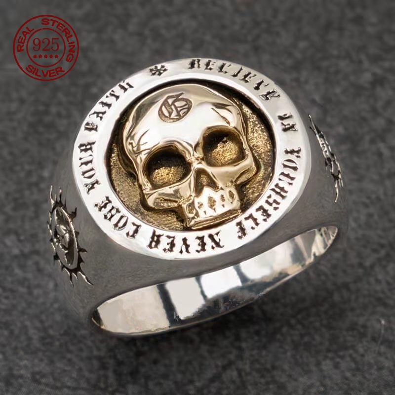 Gothic Skull Ring - S925 Gümüş Moda Erkekler ve Kadınlar
