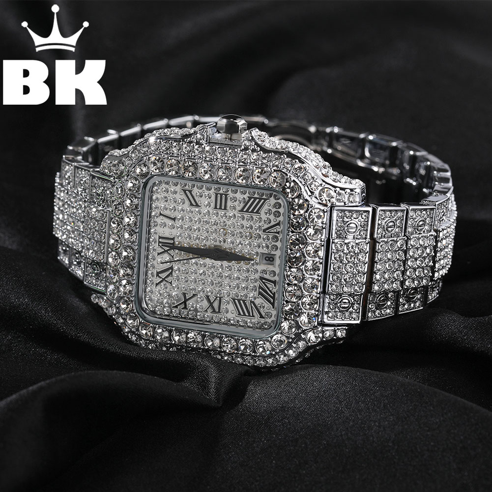King'S Jewelry Watches - BLING KRAL buzlu Out erkek kare