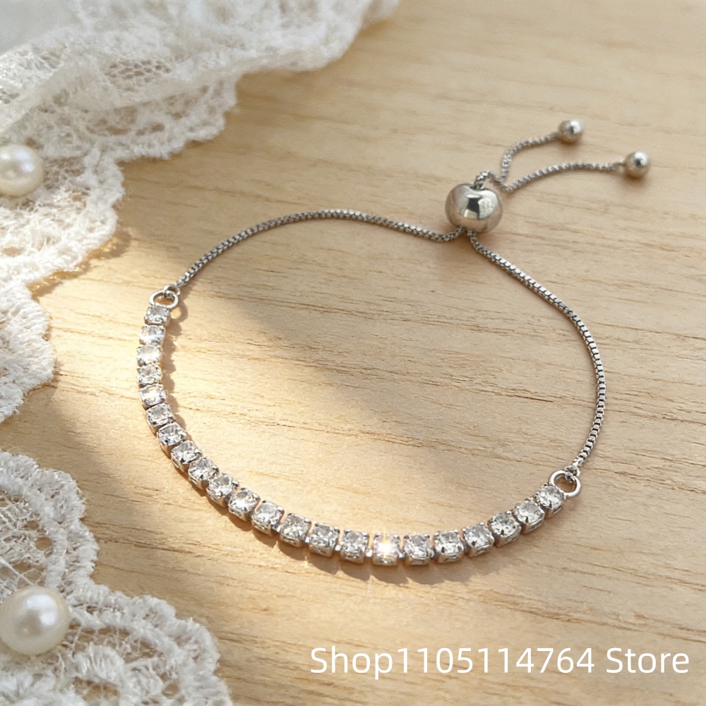 Tennis Bracelet Cubic - 925 Ayar Gümüş Yuvarlak Kübik Zirkonlu