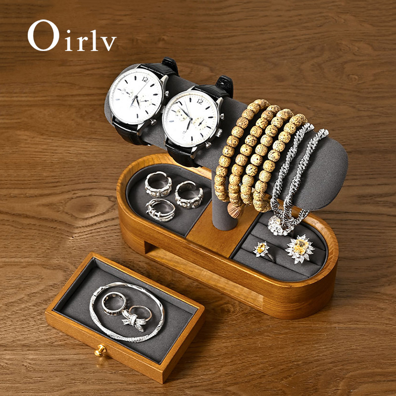 Jewelry With Watches - Oirlv katı ahşap saat organizatör raf
