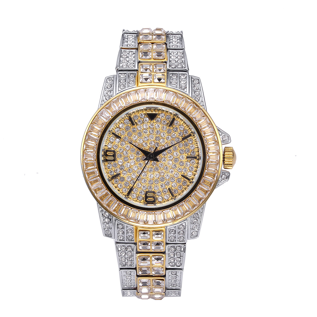 Jewelry With Watches - Lüks Tam Taş Kuvars Saatler Erkekler