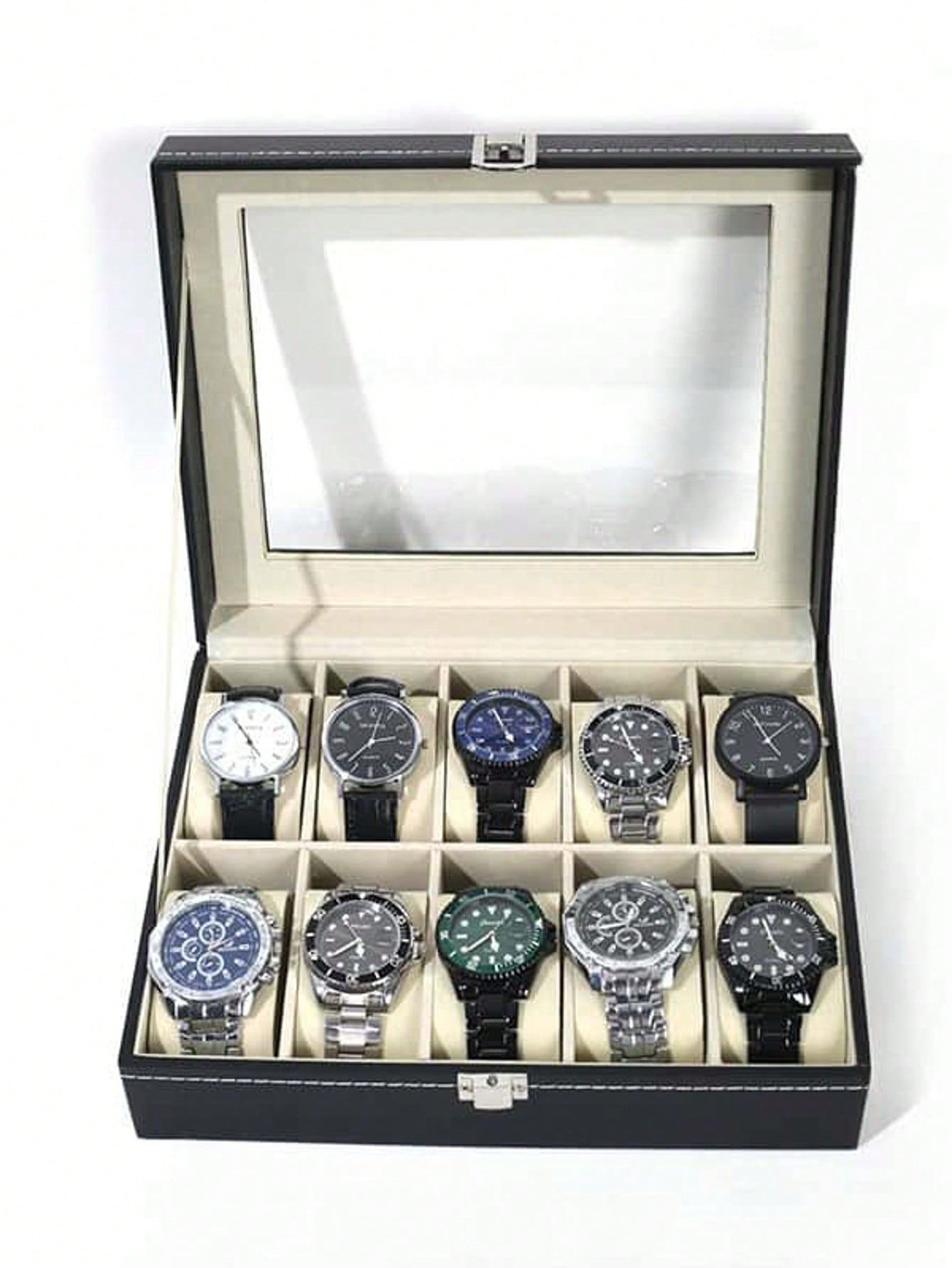 Jewelry With Watches - Kilitli Deri Saat Kutusu, Büyük Kapasiteli