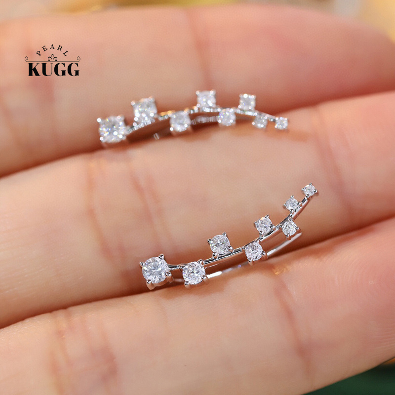 Diamond Stud Earrings - KUGG 100% 18K beyaz altın küpe