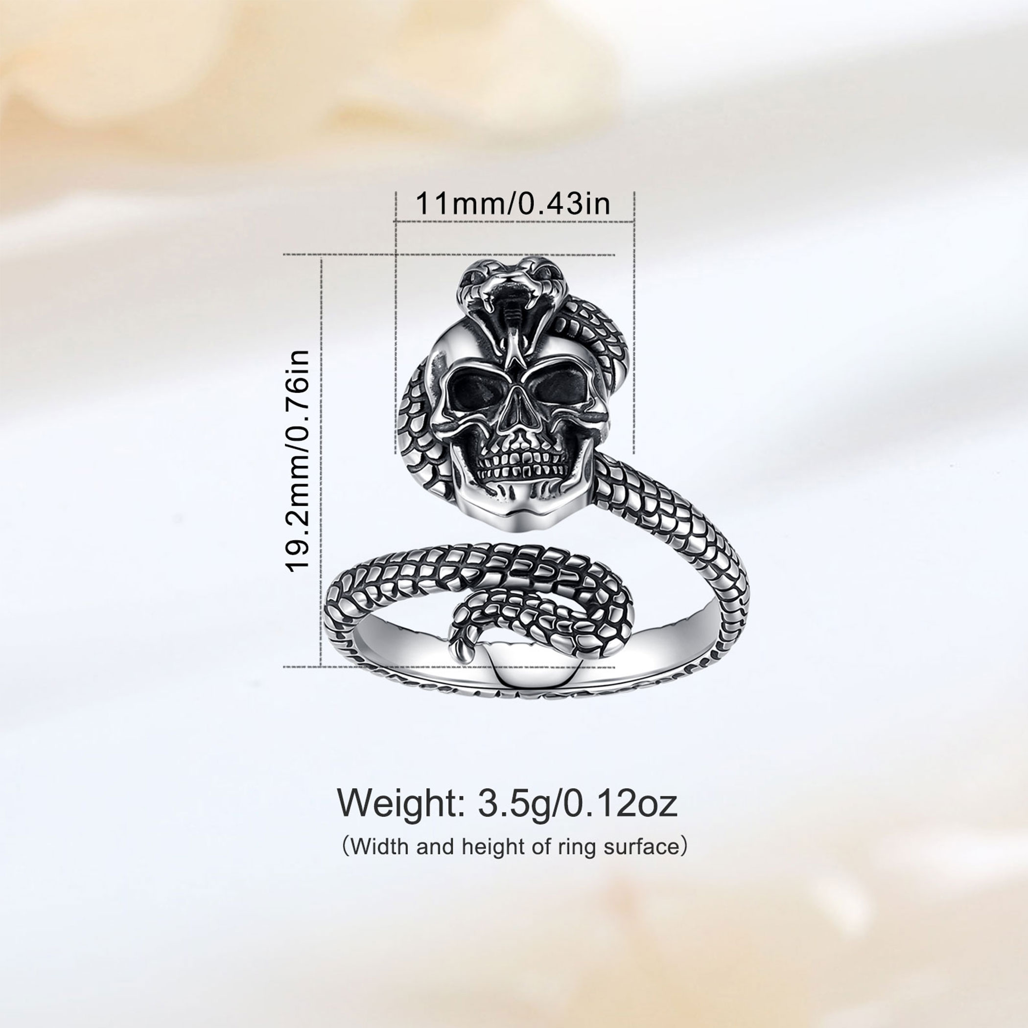 Eudora 925 Ayar Gümüş Yılan Ka - Gothic Skull Ring incelemesi ve fiyatı