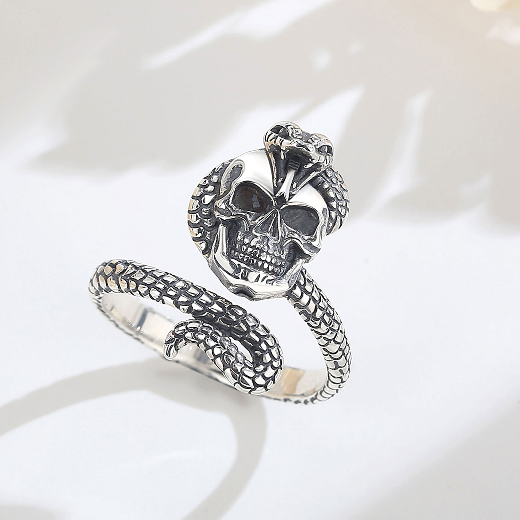 Eudora 925 Ayar Gümüş Yılan Ka - Gothic Skull Ring incelemesi ve fiyatı