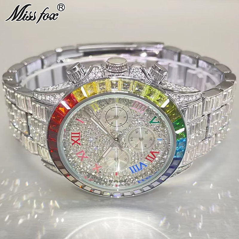 MISSFOX lüks buzlu erkekler iç - Jewelry Inspired Watches incelemesi ve fiyatı