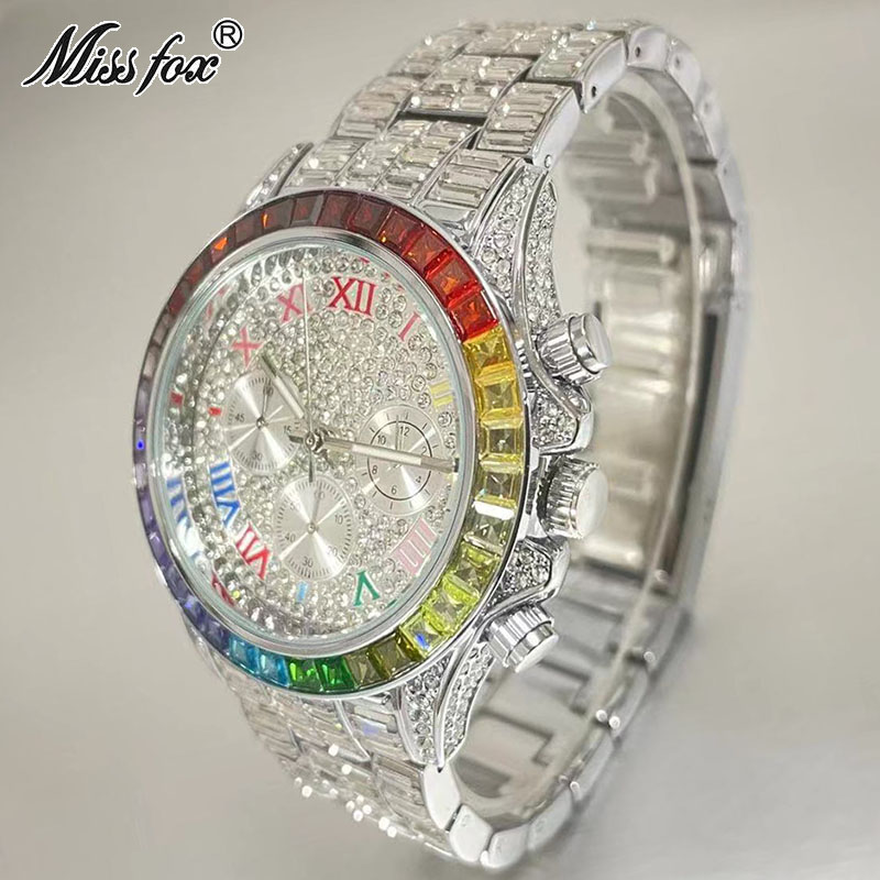 MISSFOX lüks buzlu erkekler iç - Jewelry Inspired Watches incelemesi ve fiyatı