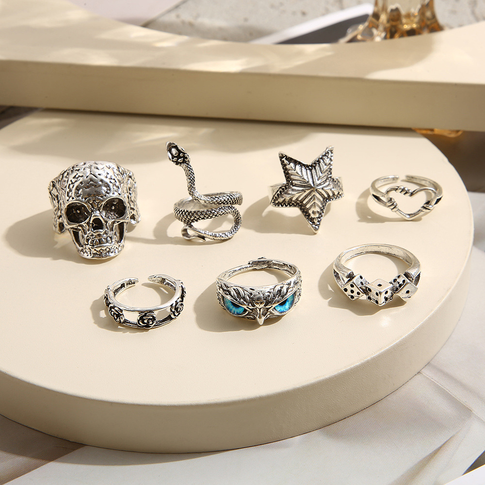 Hiphop Vintage gümüş renk kafa - Gothic Skull Ring incelemesi ve fiyatı