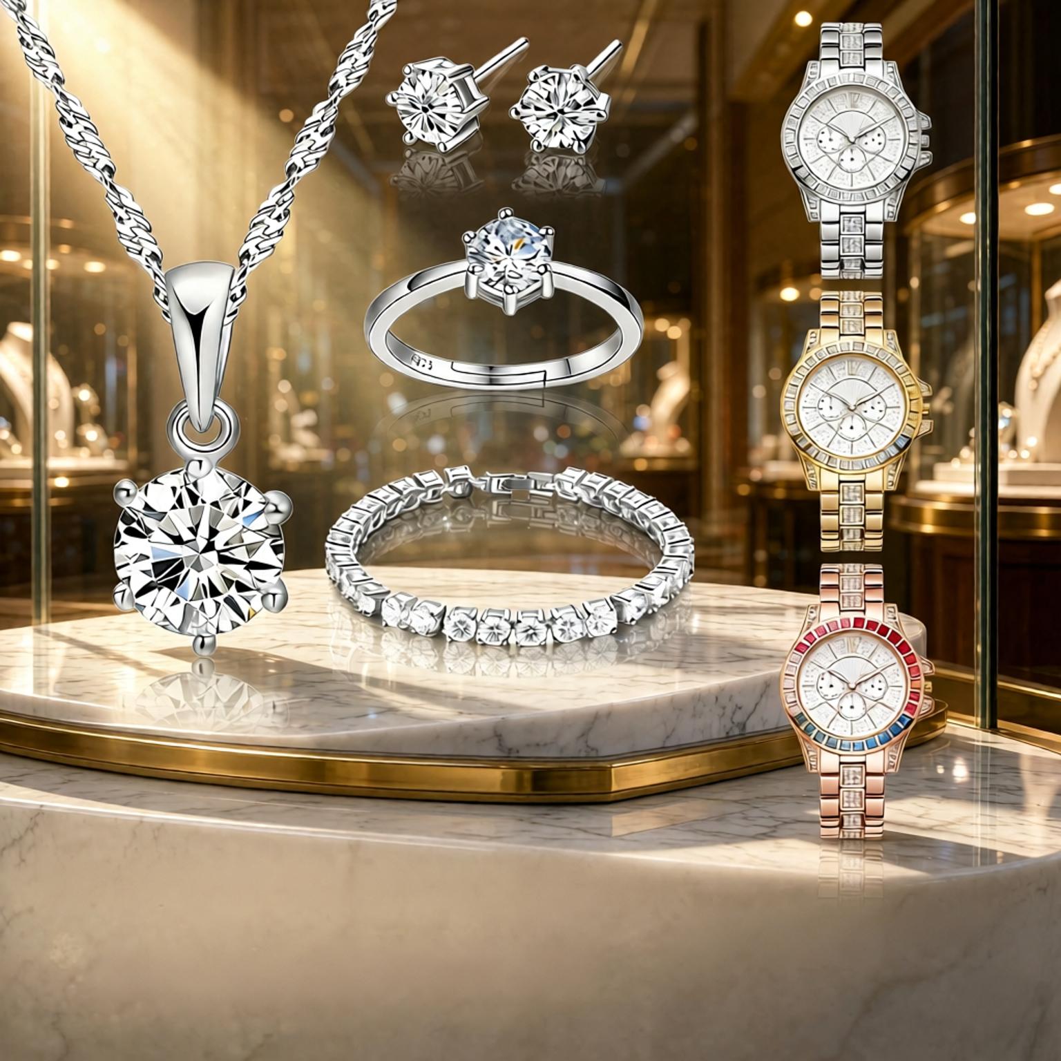 Lüks 925 Ayar Gümüş Geometrik  - Best Jewelry Watches Women incelemesi ve fiyatı